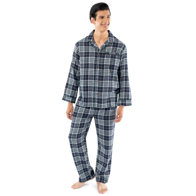 Conjunto de Pijama de Franela para Hombre Fruit of the Loom Verde Marino 2X