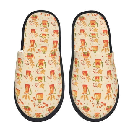 

Pofeuu Fall Leaves Print EVA Fuzzy House super light Slippers Slippers Scuff Outdoor Indoor Warm Cozy Plush Bedroom Shoes Soft Flat Comfy Anti-Slip-Medium