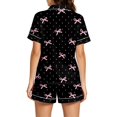 thumbnail image 3 of RMGVDSD Womens Pajama Sets Bow Polka Dot Print Casual Loungewear Short Sleeve Button Down Sleepwear Shorts Set Summer Pajamas Nightwear, 3 of 5