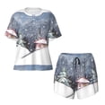 thumbnail image 4 of Qekee Watercolor Winter Landscape For Christmas Women's Pajama Set Short Sleeve Sleepwear Summer Home Wear with Pockets Soft Short Sleeve Shirt - Watercolor Winter Landscape For Christmas, 4 of 9