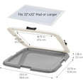 thumbnail image 2 of IRIS USA Pee Pad Holder, Fits 23"x23" Larger, Square, Puppy Dog Pad Hoder, Secured Latches, Non-Skid Rubber Feet, High Polish Finish for Easy Cleaning, Leak Protection, Dog Potty Tray, Dark Gray, 2 of 6