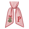 thumbnail image 6 of Christmas Wreath Sash, Winter Xmas Tree Letter Embroidery Pink Striped Fabric Satin Ribbon for Front Door Holiday Decoration, 6 of 7