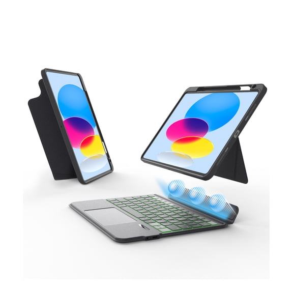 EIP Magnetix Keyboard Case for iPad (A16) 11th/10th Generation (2025/2022), with Patented Stylus Shortcuts, Protective, Adjustable Hinge Stand, Detachable Case, 7 Color Backlight