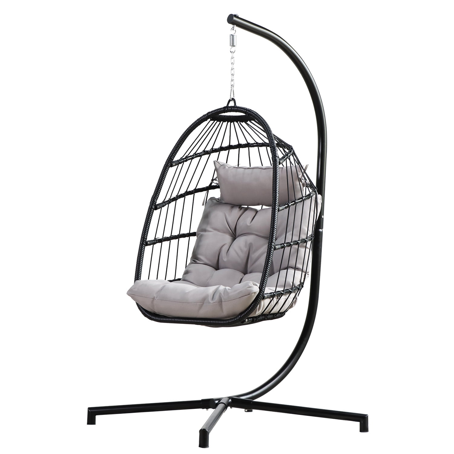 Hanging Chaise Lounger Egg Chair for Garden, Outdoor Wicker Swing Egg