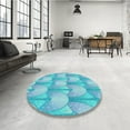 thumbnail image 3 of Ahgly Company Indoor Square Patterned Butterfly Blue Area Rugs, 3' Square, 3 of 6