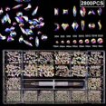 thumbnail image 1 of Nail Art Rhinestones Kit Multi Shapes Glass Crystal AB Nail Stones Nail Jewels Flatback Nail Gems Strass for w/ Wax 8, 1 of 5