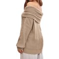thumbnail image 5 of Fall Winter Womens Top Oversized Batwing Boat Neck Knit Casual Pullover Off Shoulder Sweater, 5 of 6
