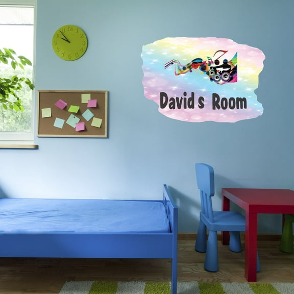 Personalized Watercolor Decal Living Room Wall Decal for Family Multicolored Art Customized Name Design Cute Custom Name Decal - Size: 30 In x 21 In