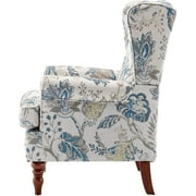 Hommow Upholstered Accent Chair, Floral Print Fabric Armchair,Blue