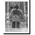 thumbnail image 2 of Historic Framed Print, [West facade of the cathedral, Bourges, France, showing ornate sculpture], 17-7/8" x 21-7/8", 2 of 9