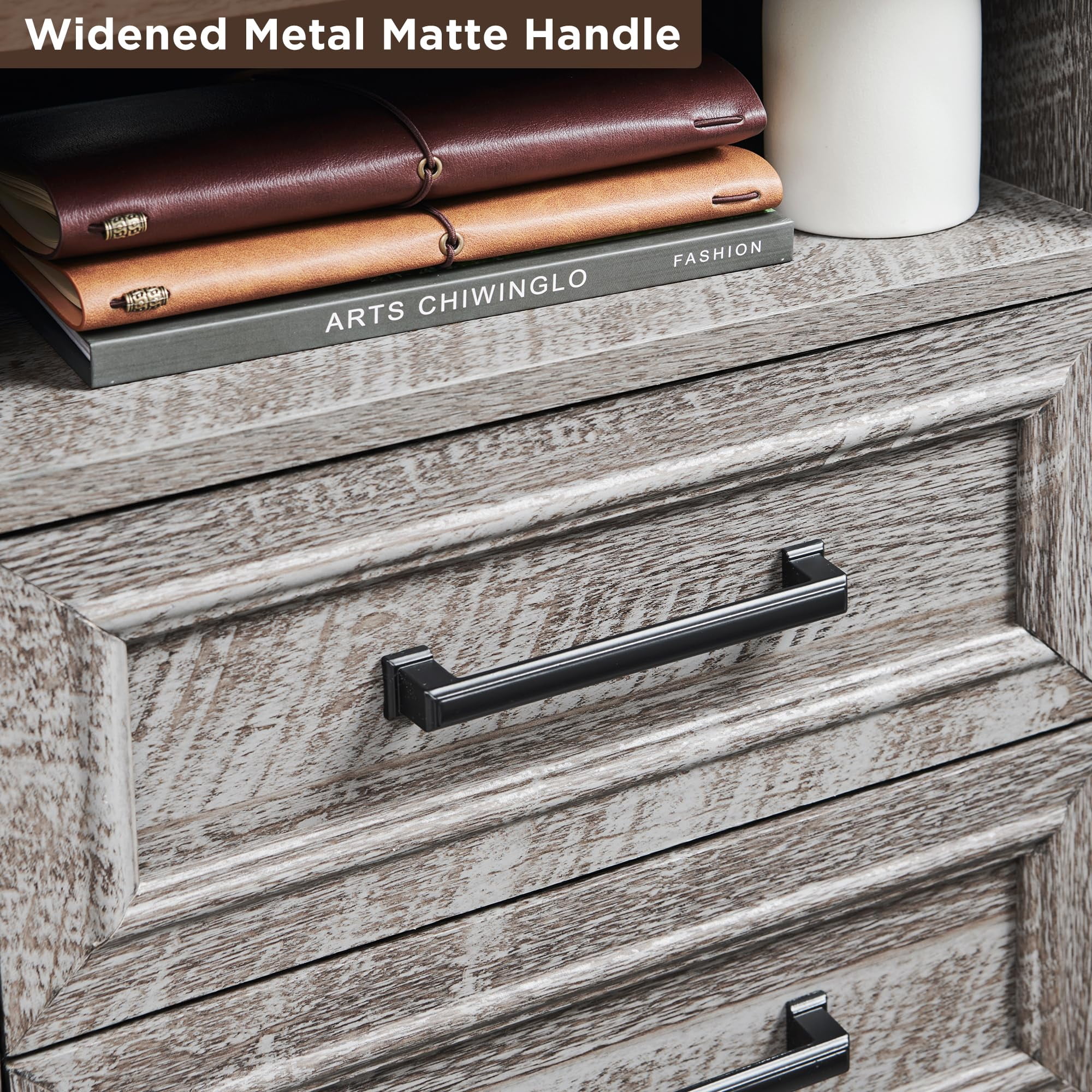 ACCOHOHO 18" Farmhouse Rustic Nightstand with 2 Drawers, Grey