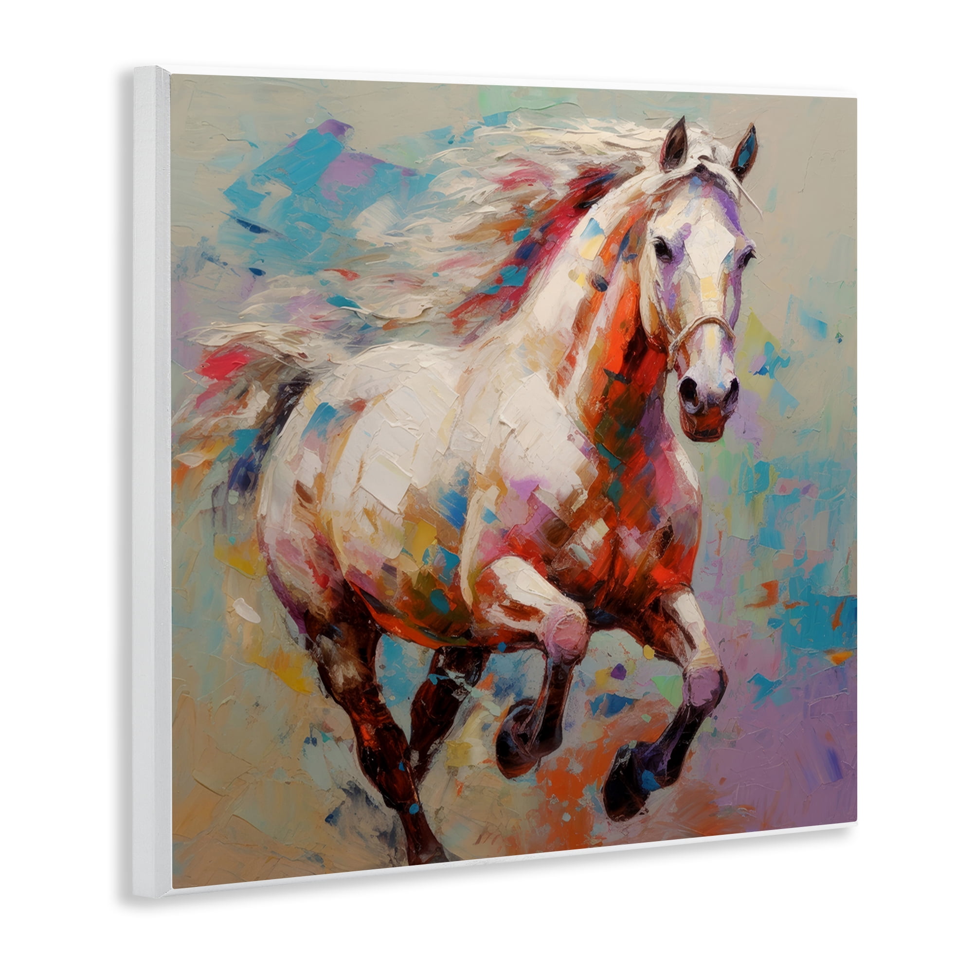 Stupell Industries Trotting Horse Abstraction Animals & Insects Painting Unframed Art Print Wall Art, 12 x 12