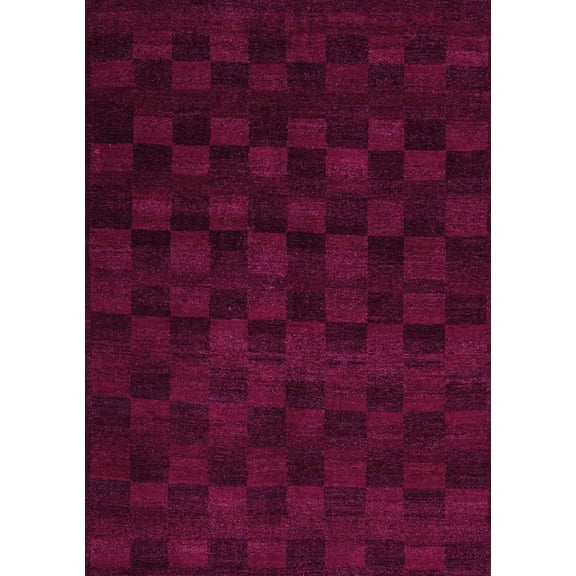 Ahgly Company Indoor Rectangle Abstract Purple Modern Area Rugs, 5' x 7'