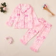 thumbnail image 2 of WUANDIXFA Girls Pajamas Silk PJS Set Satin Sleepwear Long Sleeve Pajamas for Kids Button-Down Nightwear Loungewear Pajama Set for Kid Baby Boy Girl,Pink,4-5 Years, 2 of 5