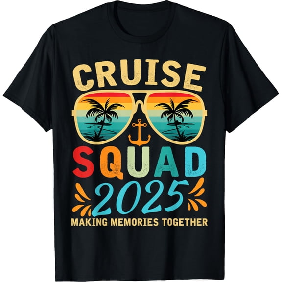 Cruise Squad 2025 Tee Matching Family Group Summer Vacation T-ShirtMen's and women's gift, black and white T-shirt, size: Extra large S-4XL