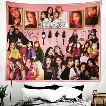 Blackpink Tapestry Backdrop Background Poster Gift for Bedroom Aesthetics Funny Decor Flag Wall Hanging for Teen Girls 70.9"X59.1"