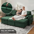thumbnail image 4 of Convertible Sofa Bed Sleeper Pull Out Sectional Couch with Storage, L Shaped Couch Bed for Living Room,Apartment,Small Space - Green, 4 of 8
