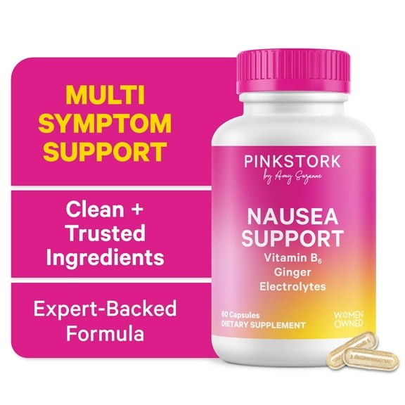 Pink Stork Vitamin B6, Ginger, Electrolyte Capsule, Natural Digestive Support, Gentle on Stomach, 60 Count