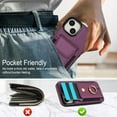 thumbnail image 6 of Dteck Card Slots Wallet Case for iPhone 13 mini,Shockproof Premium PU Leather Kickstand Protective Cover with Ring Holder Back Case,Purple, 6 of 8