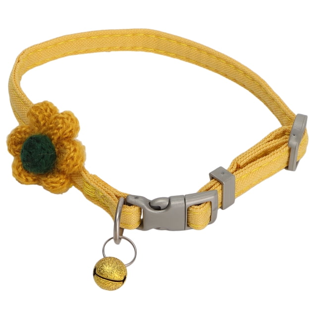 Poliéster ajustable mini mascota cerdo liso acolchado collares de flores de seis pétalos suministro para mascotas Amarillo