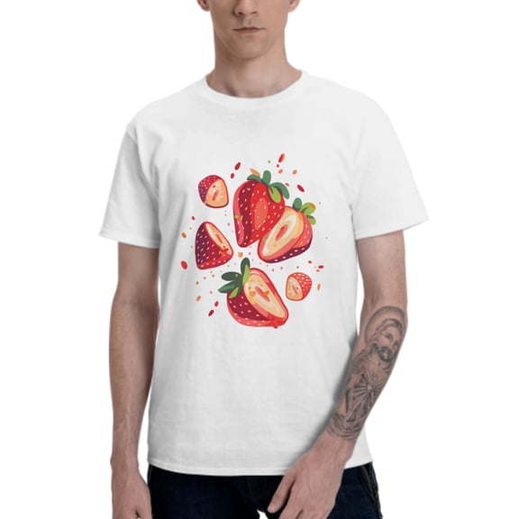 Fruits Strawberry Men's T-Shirt Cotton 100% Summer Tops Fashion Casual Fruits Strawberry Short Sleeves for Men Women Round Collar Top Tees