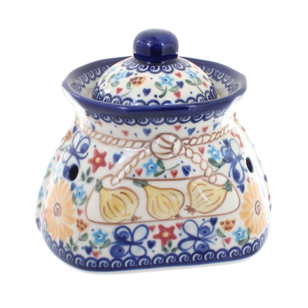 Polish Pottery Butterfly Small Garlic Keeper