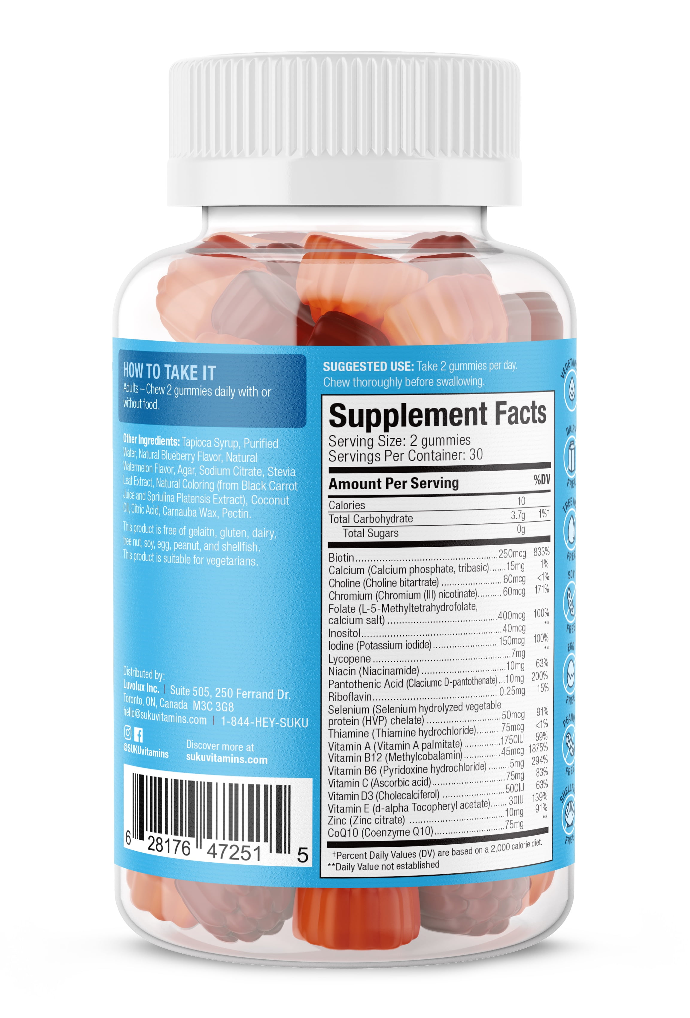 SUKU Vitamins, Complete Mens Multi Gummies, Mixed Fruit Flavour, 60 Count