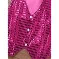 thumbnail image 5 of YONGHS Kids Boys Glittery Sequined Vest Top Waistcoat Costume for Choir Jazz Dance 7-15 Rose Red-A 12-13, 5 of 5