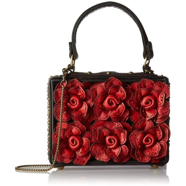Mary Frances Love Story 3-D Roses Top Handle Bag Purse, Red/Black ...