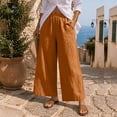 thumbnail image 5 of Oiangi Womens Plus Size Wide Leg Pants Elastic Waist Palazzo Pant Fall Trendy Ankle Trousers with Pockets Orange XL, 5 of 7