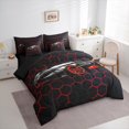 thumbnail image 4 of Manfei Sports Car 7pcs Bedding Comforter Set,Geometric Hexagon Hockeycomb Queen Bedding Sets,Black Red Queen Sheet Sets Forboys Teens,Super Cozy Room Decor Reversible, 4 of 9