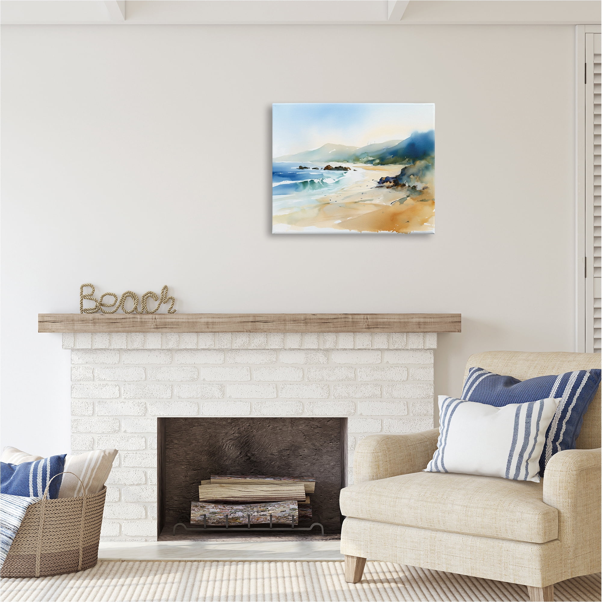 Stupell Industries Abstract Beach Scenery Landscape Painting Gallery Wrapped Canvas Art Print Wall Art, 30 x 24