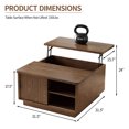 thumbnail image 6 of Pusnapku Lift Top Coffee Table, 31" Square Center Table with Sliding Door and Hidden Storage, Wood Fluted Accent Desk for Living Room, Home Office, 6 of 9