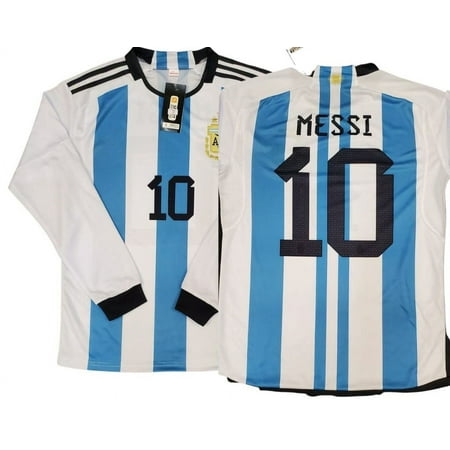 Men's | Messi #10 Argentina Home 2023/24 Away Futbol Sports Soccer Long Sleeve Jersey - XL