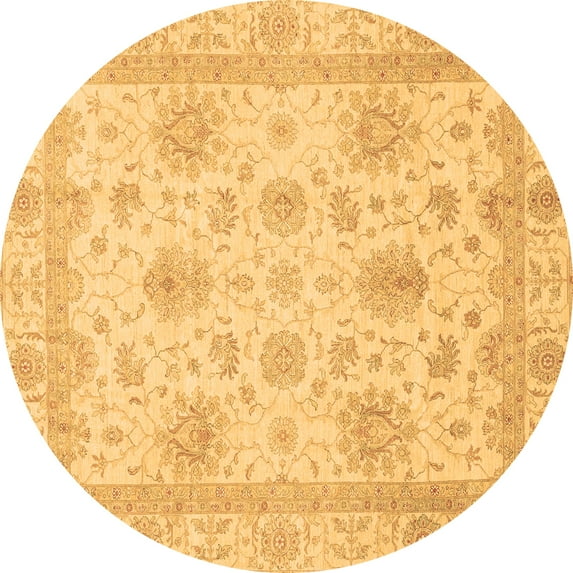 Ahgly Company Indoor Round Oriental Brown Modern Area Rugs, 6' Round