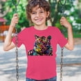 thumbnail image 3 of Tee Hunt Dean Russo Colorful Siberian Tiger Youth T-Shirt Wild Big Cat Kids, Pink, Large, 3 of 5