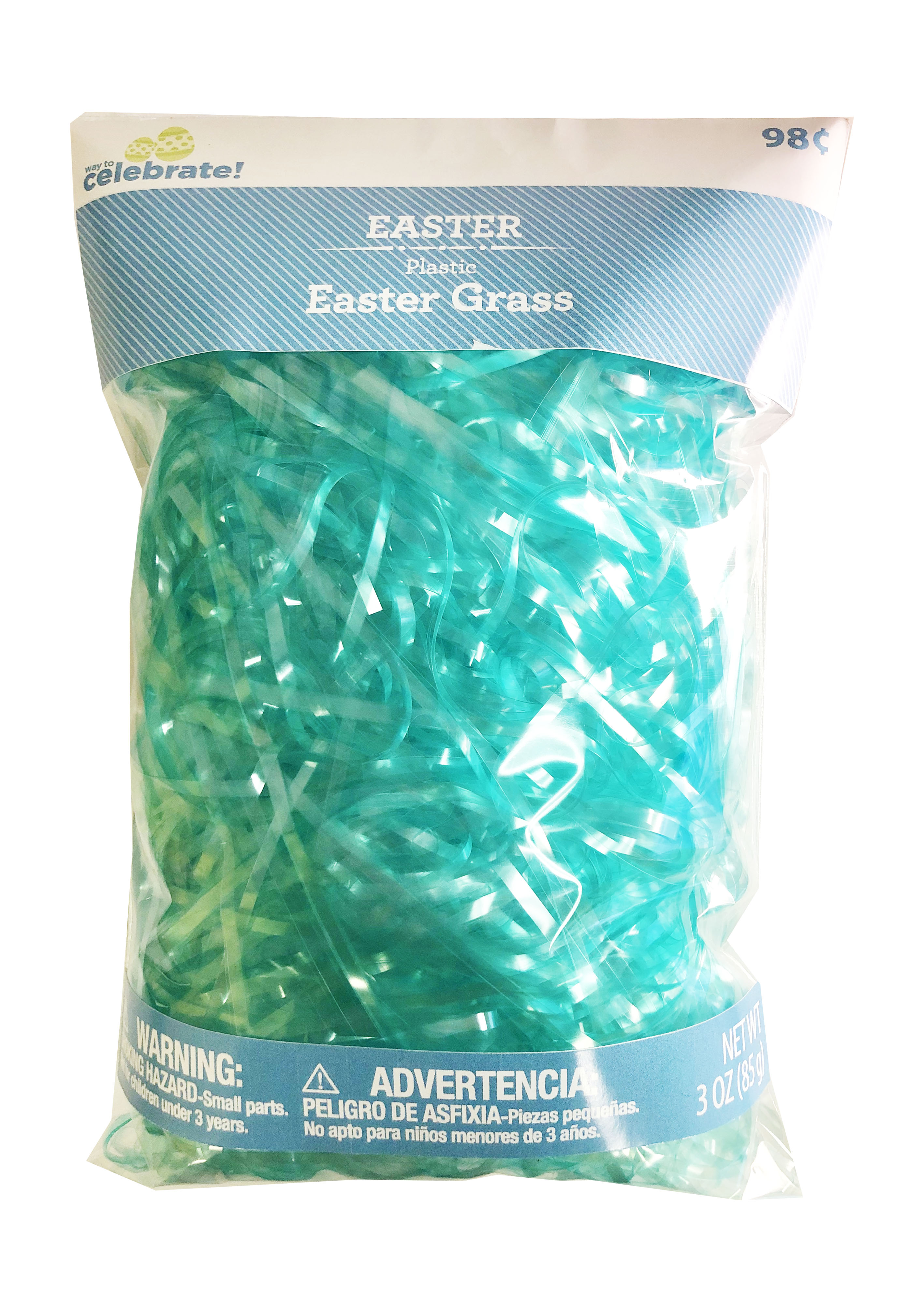 Way to Celebrate Plastic Easter Grass, 3 oz., Teal
