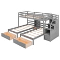 thumbnail image 4 of Bellemave Triple Bunk Beds with Stairs, Wood Twin over Twin&Twin Bunk Bed with 2 Storage Drawers, 3 Bunk Beds with Shelves for Teens Aldults（Gray), 4 of 9