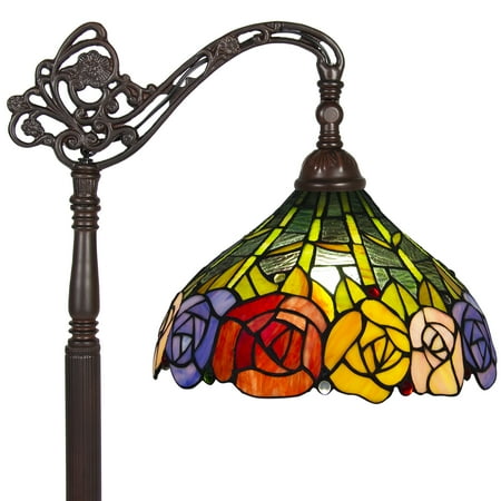 Floor Nickel Floor Lamp - Best Choice Products 62in Vintage Tiffany Style Accent Floor Light Lamp w/ Rose Flower Design for Living Room, Bedroom - Multicolor