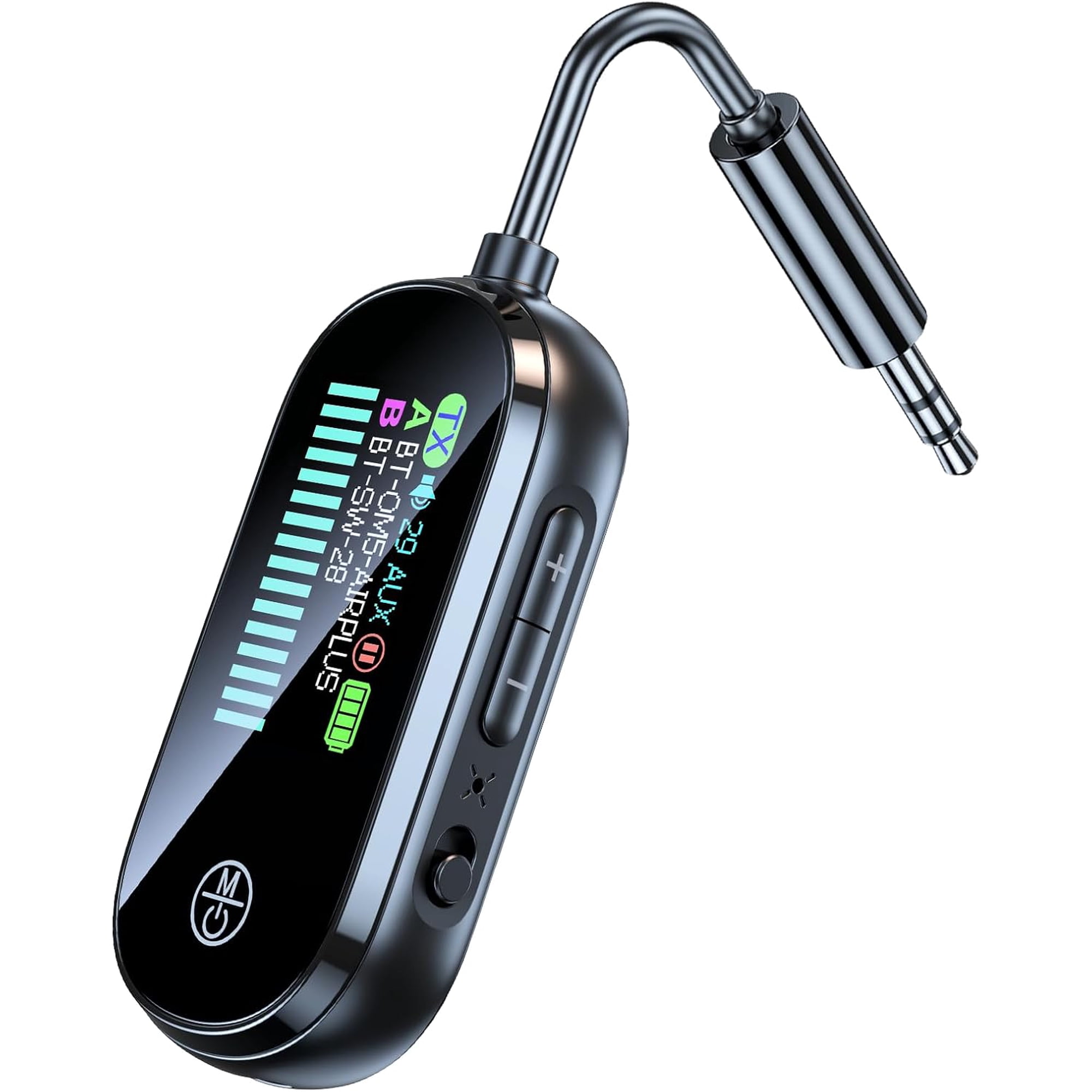 2-in-1 Bluetooth Car Adapter, Wireless Audio Receiver and AUX Transmitter for TV/Airplane/Home Stereo, Dual Link for 2 AirPods/Headphones, 5.4" Low Latency HD Display