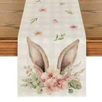 Sm:)e Buffalo Plaid Bunny Ears Easter Table Runner 13 x 72 Inch, Seasonal Holiday Table Decoration