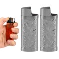 thumbnail image 1 of 2Pcs Retro Lighter Case, Zinc Alloy 3D Floral Stamped Engraving Collectible Gifts For Smokers, 1 of 8