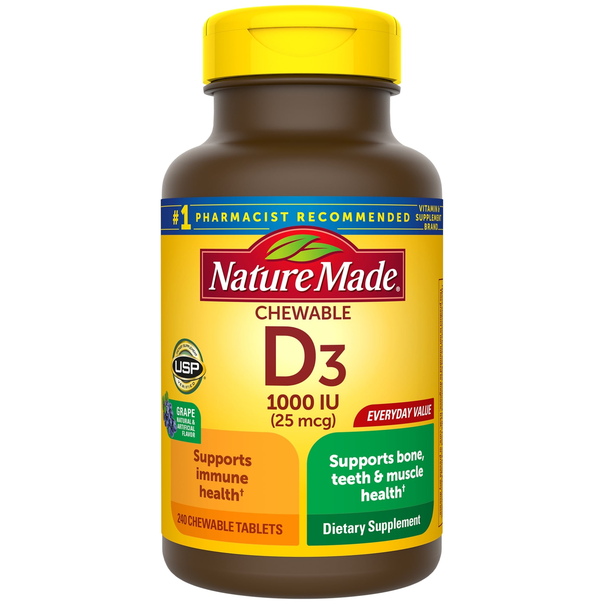 Nature Made Adult Chewable D3 25 Mcg 1000 IU Tablets 240 Count nature-made-adult-chewable-d3-25-mcg-1000-iu-tablets-240-count
