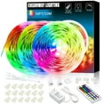 thumbnail image 1 of 50ft Led Strip Light, CNSUNWAY 15m 450LEDs 5050 RGB Led Rope Kit with 44 Keys RF Remote Controller Flexible Color Changing Tape Light 24V Power Supply for Kitchen Bedroom Bar DIY Decoration Party, 1 of 5