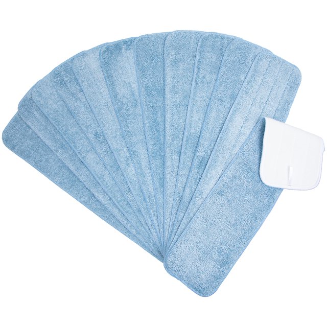Arkwright Spray Mop Replacement Pads - (Pack of 12) Bulk Microfiber Flat Dry and Wet Refill Mop Pads Floor Cleaning, Compatible with Bona and Rubbermaid, Fits All Mop Heads, 24 in, Blue