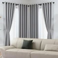 thumbnail image 5 of Black Double Corner Window Curtain Rods with Aluminum End Cap Finials and Brackets,1 Inch Diameter Dual Bay Window Curtain Rods, Adjustable 2 Sided 36-72 Inch Double Drapery Rod, 5 of 12