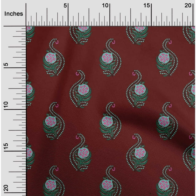 oneOone Polyester Lycra Fabric Leaves & Floral Block Print Fabric BTY 56 Inch Wide