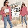 thumbnail image 4 of VDJ Womens Button Down Shirts Long Sleeve Casual Collared Business Blouse Lightweight Casual Work Tops Size XL, 4 of 10