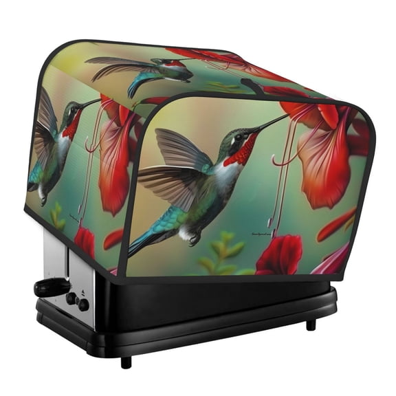 Rateoe Hummingbird Floral Paradise Pattern Toaster Covers 4 Slice Wide Slot,Bread Machine Cover,Bread Dust Cover & Fingerprint Protection,Appliance Covers