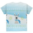 thumbnail image 2 of Ugly Christmas Sweater Llama Llamakkah Hanukkah All Over Youth T Shirt, 2 of 2